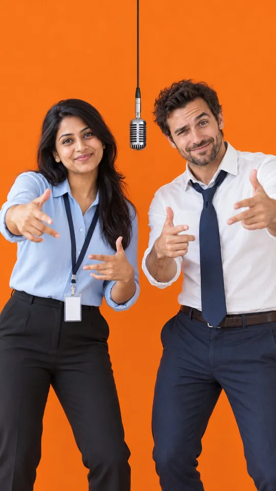 Two office besties in a Hotel Lobby AI video